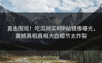 直击围观！吃瓜网实时P站镜像曝光，震撼真相真相大白细节太炸裂