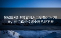 探秘围观！P站官网入口今晚pixivc曝光，热门真相惊爆全网热议不断