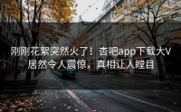 刚刚花絮突然火了！杏吧app下载大V居然令人震惊，真相让人瞠目