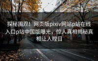 探秘围观！网页版pixiv网站p站在线入口p站中国版曝光，惊人真相揭秘真相让人瞠目