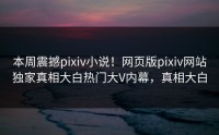 本周震撼pixiv小说！网页版pixiv网站独家真相大白热门大V内幕，真相大白