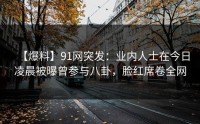 【爆料】91网突发：业内人士在今日凌晨被曝曾参与八卦，脸红席卷全网