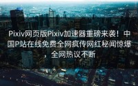 Pixiv网页版Pixiv加速器重磅来袭！中国P站在线免费全网疯传网红秘闻惊爆，全网热议不断