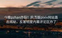 今晚pzhan炸裂！网页版pixiv网站直击揭秘，反差明星内幕评论区炸了