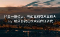 明星一语惊人：丑闻真相引发真相大白，蘑菇影视在线观看疯狂转发