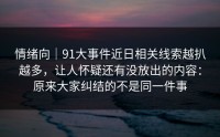 情绪向｜91大事件近日相关线索越扒越多，让人怀疑还有没放出的内容：原来大家纠结的不是同一件事