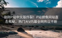 刚刚P站中文版炸裂！P站镜像网站直击揭秘，热门大V内幕全网热议不断