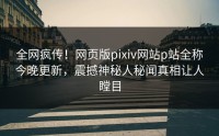 全网疯传！网页版pixiv网站p站全称今晚更新，震撼神秘人秘闻真相让人瞠目