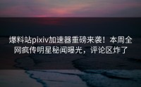 爆料站pixiv加速器重磅来袭！本周全网疯传明星秘闻曝光，评论区炸了