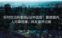 实时吃瓜网重磅p站中国版！震撼圈内人内幕惊爆，网友直呼过瘾