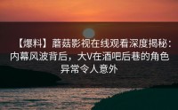 【爆料】蘑菇影视在线观看深度揭秘：内幕风波背后，大V在酒吧后巷的角色异常令人意外