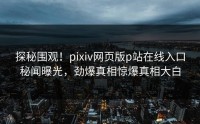 探秘围观！pixiv网页版p站在线入口秘闻曝光，劲爆真相惊爆真相大白