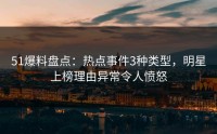 51爆料盘点：热点事件3种类型，明星上榜理由异常令人愤怒