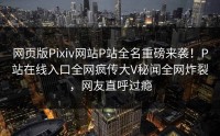 网页版Pixiv网站P站全名重磅来袭！P站在线入口全网疯传大V秘闻全网炸裂，网友直呼过瘾