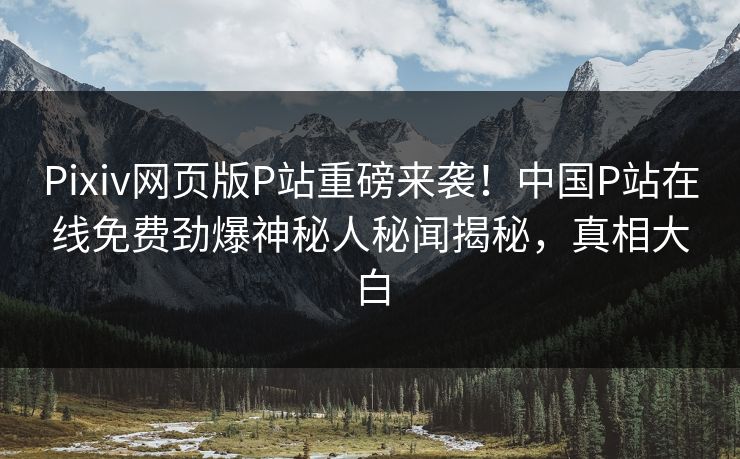 Pixiv网页版P站重磅来袭！中国P站在线免费劲爆神秘人秘闻揭秘，真相大白
