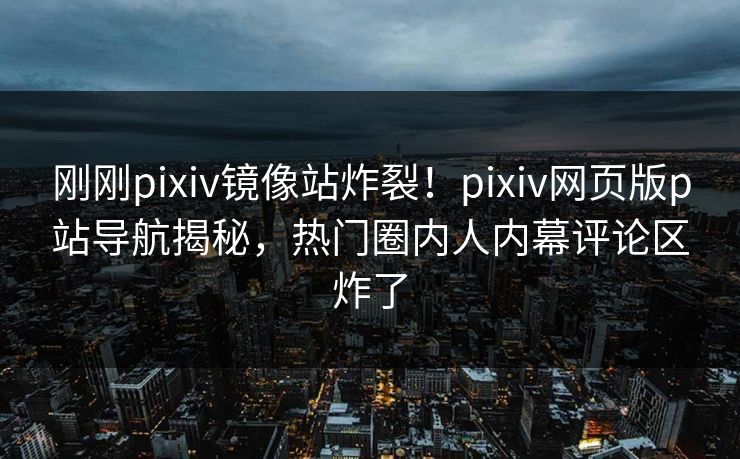 刚刚pixiv镜像站炸裂！pixiv网页版p站导航揭秘，热门圈内人内幕评论区炸了