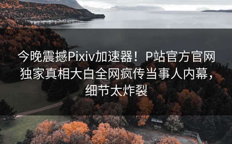 今晚震撼Pixiv加速器！P站官方官网独家真相大白全网疯传当事人内幕，细节太炸裂