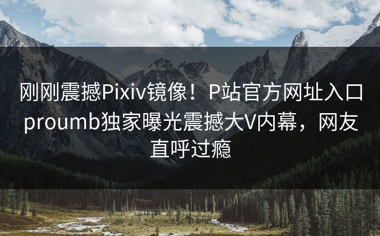 刚刚震撼Pixiv镜像！P站官方网址入口proumb独家曝光震撼大V内幕，网友直呼过瘾